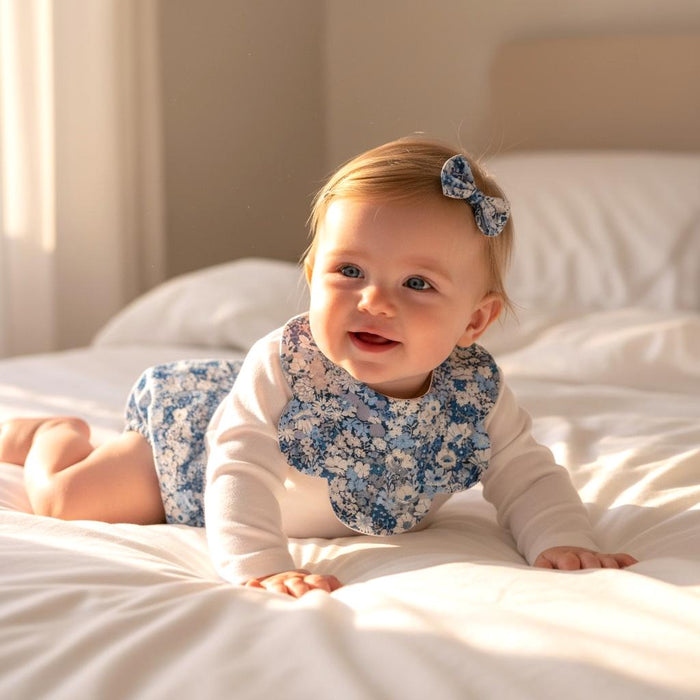 Liberty London Floral Bib Set, Organic Cotton Terry, Scallop Design