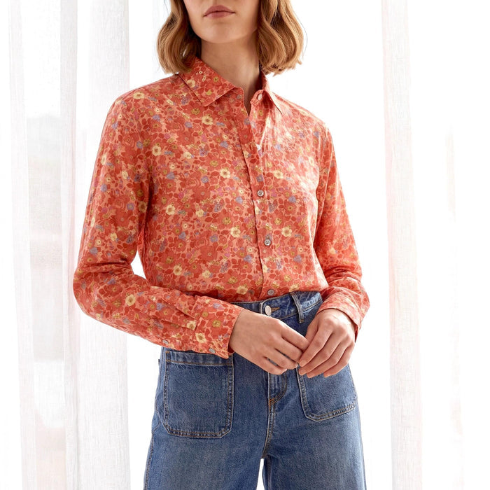 Liberty London Floral Cotton Shirt, Botanical Print Blouse, Long Sleeve Womenswear
