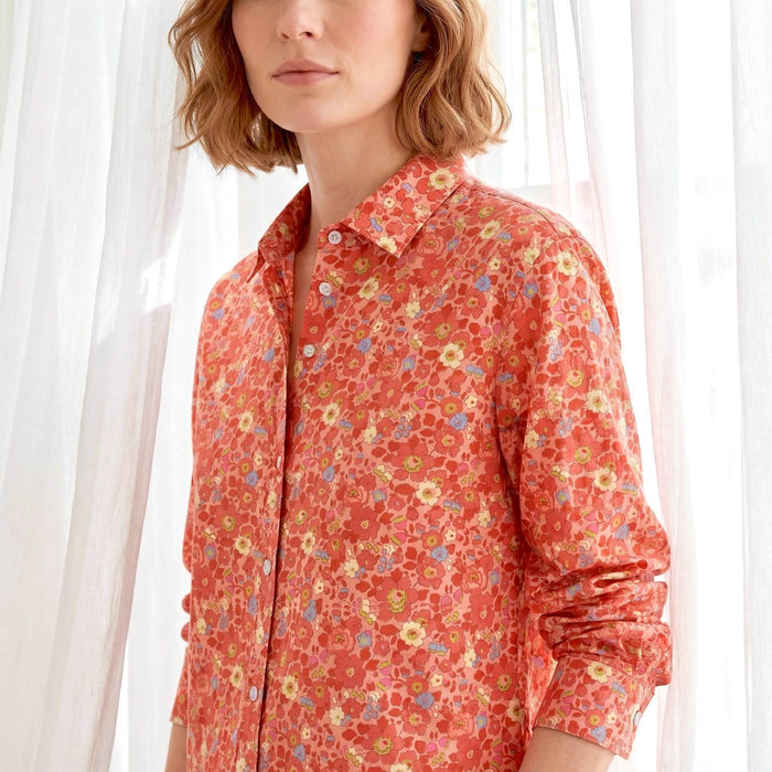 Liberty London Floral Cotton Shirt, Botanical Print Blouse, Long Sleeve Womenswear