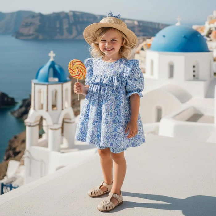 Liberty London Floral Print Cotton Clothing, Short Sleeves Blouse Bloomer Shorts, Handcrafted Sustainable Children-wear