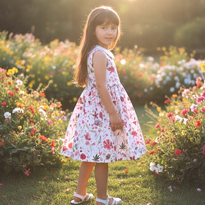 Liberty London Floral-Print Dress, Peter-Pan Collared Wedding Flower Girl Gown, Sustainable Occasion Handmade Clothing