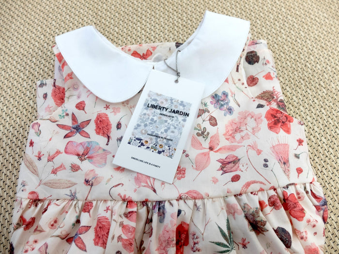 Liberty London Floral-Print Dress, Peter-Pan Collared Wedding Flower Girl Gown, Sustainable Occasion Handmade Clothing