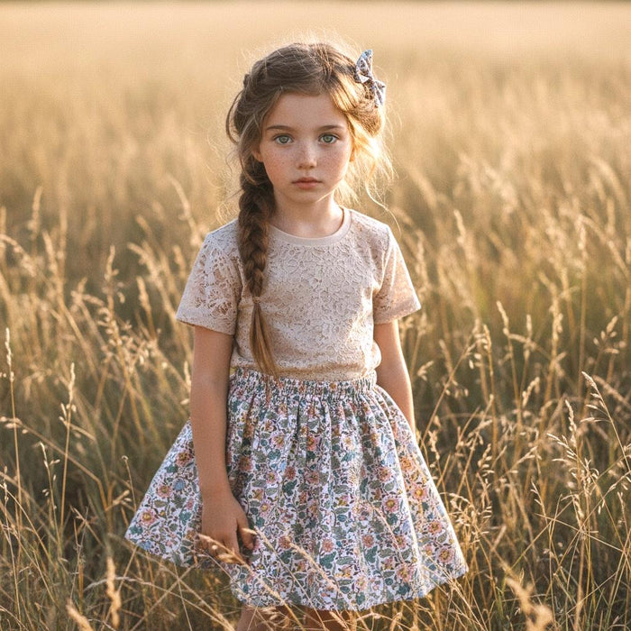 Liberty London Floral-Print Knee-length Skirt, Handmade Ditsy Botanical Children-wear, Personalised Cotton Clothing, Lightweight Outfits