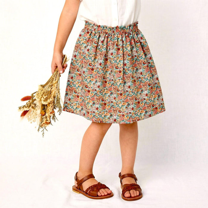 Liberty London Floral-Print Knee-length Skirt, Handmade Ditsy Botanical Children-wear, Personalised Cotton Clothing, Lightweight Outfits