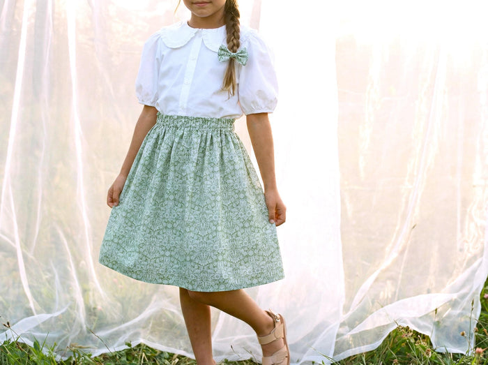 Liberty London Floral-Print Knee-length Skirt, Handmade Ditsy Botanical Children-wear, Personalised Cotton Clothing, Lightweight Outfits