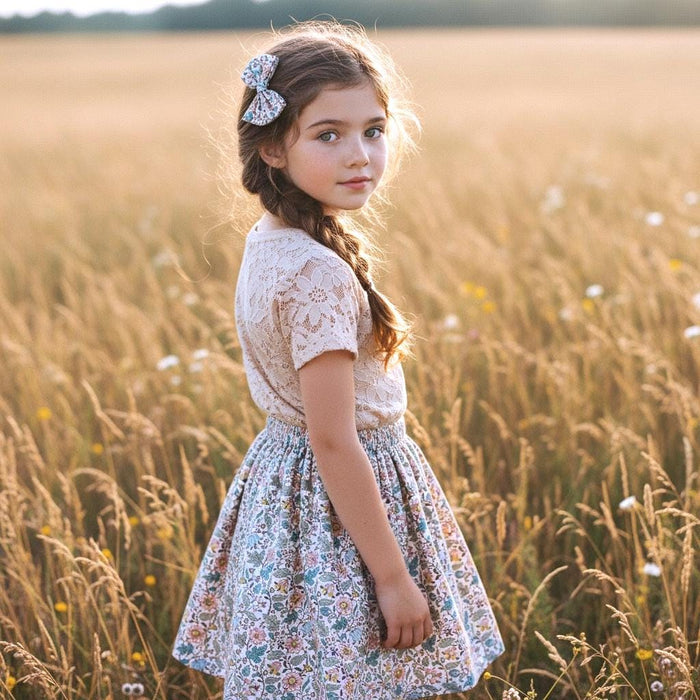Liberty London Floral-Print Knee-length Skirt, Handmade Ditsy Botanical Children-wear, Personalised Cotton Clothing, Lightweight Outfits