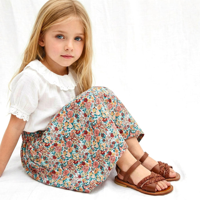 Liberty London Floral-Print Knee-length Skirt, Handmade Ditsy Botanical Children-wear, Personalised Cotton Clothing, Lightweight Outfits