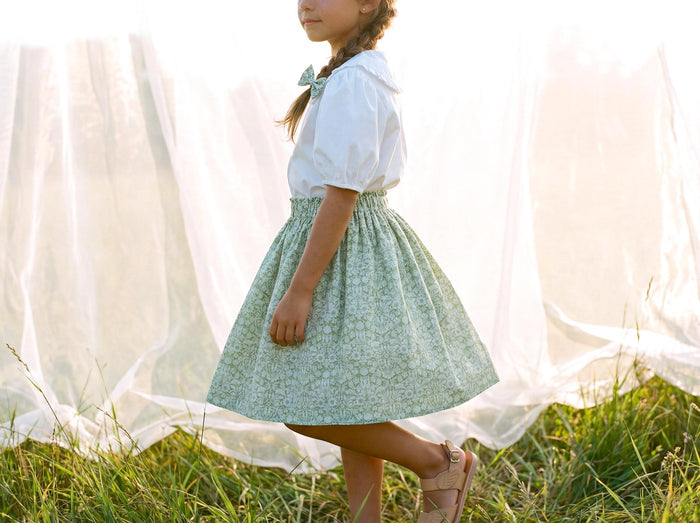 Liberty London Floral-Print Knee-length Skirt, Handmade Ditsy Botanical Children-wear, Personalised Cotton Clothing, Lightweight Outfits