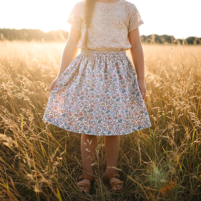 Liberty London Floral-Print Knee-length Skirt, Handmade Ditsy Botanical Children-wear, Personalised Cotton Clothing, Lightweight Outfits