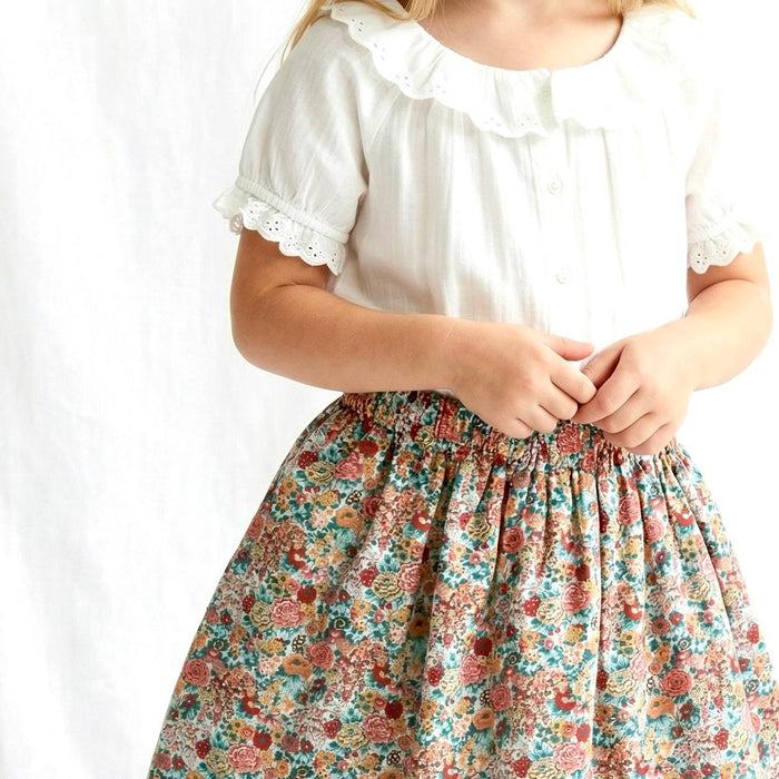 Liberty London Floral-Print Knee-length Skirt, Handmade Ditsy Botanical Children-wear, Personalised Cotton Clothing, Lightweight Outfits
