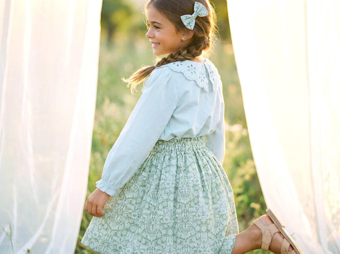 Liberty London Floral-Print Knee-length Skirt, Handmade Ditsy Botanical Children-wear, Personalised Cotton Clothing, Lightweight Outfits