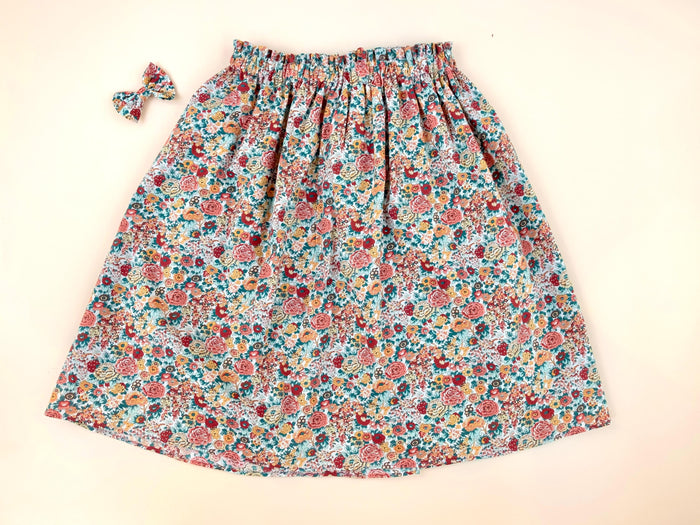 Liberty London Floral-Print Knee-length Skirt, Handmade Ditsy Botanical Children-wear, Personalised Cotton Clothing, Lightweight Outfits