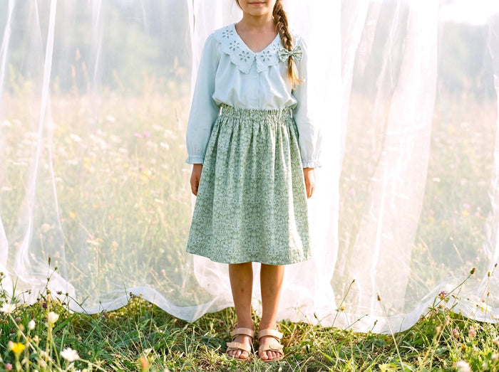 Liberty London Floral-Print Knee-length Skirt, Handmade Ditsy Botanical Children-wear, Personalised Cotton Clothing, Lightweight Outfits