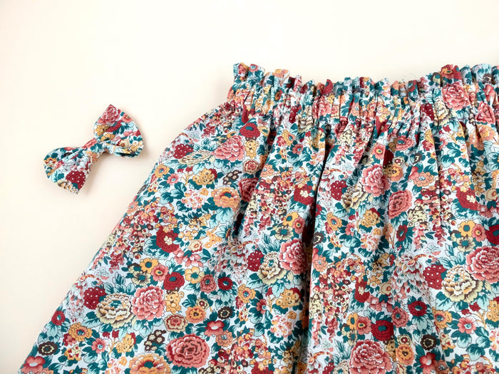 Liberty London Floral-Print Knee-length Skirt, Handmade Ditsy Botanical Children-wear, Personalised Cotton Clothing, Lightweight Outfits