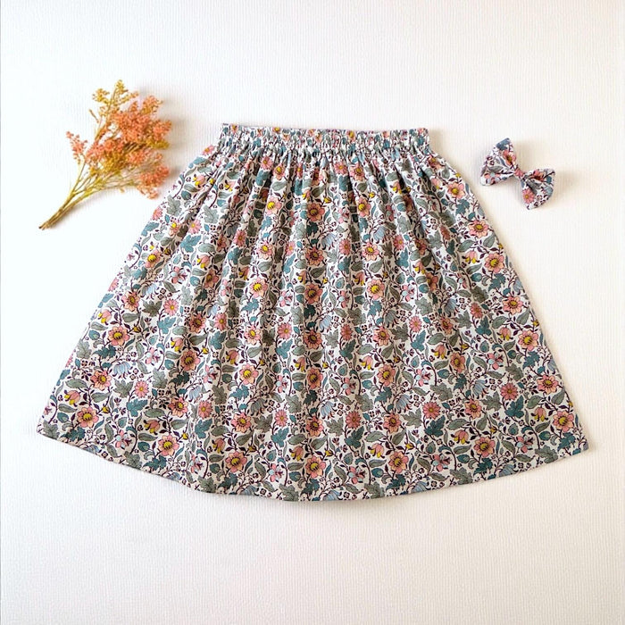 Liberty London Floral-Print Knee-length Skirt, Handmade Ditsy Botanical Children-wear, Personalised Cotton Clothing, Lightweight Outfits