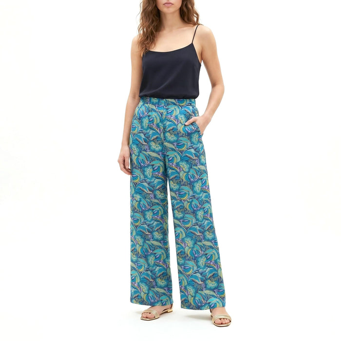Liberty London Floral-Print Wide-legged Palazzo Pants, Handmade Botanical Loungewear Trousers, Sustainable Tailoring Cotton Womenswear