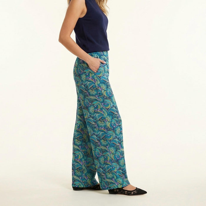 Liberty London Floral-Print Wide-legged Palazzo Pants, Handmade Botanical Loungewear Trousers, Sustainable Tailoring Cotton Womenswear