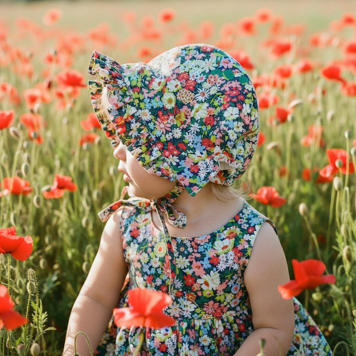 Liberty London Floral Ruffle Bonnet, Reversible Sun Hat