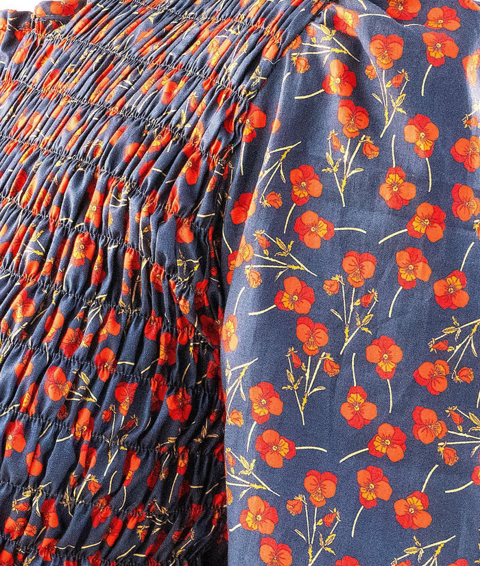 Liberty London Floral Smock Dress, Long Puff Sleeves, Shirred Midi