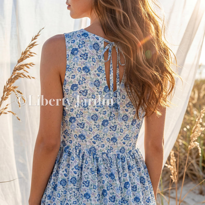 Liberty London Flower Sundress, Handmade Sustainable Clothing, Personalised Womenswear, Botanical Tiered Sleeveless Dress, Slow-fashioned