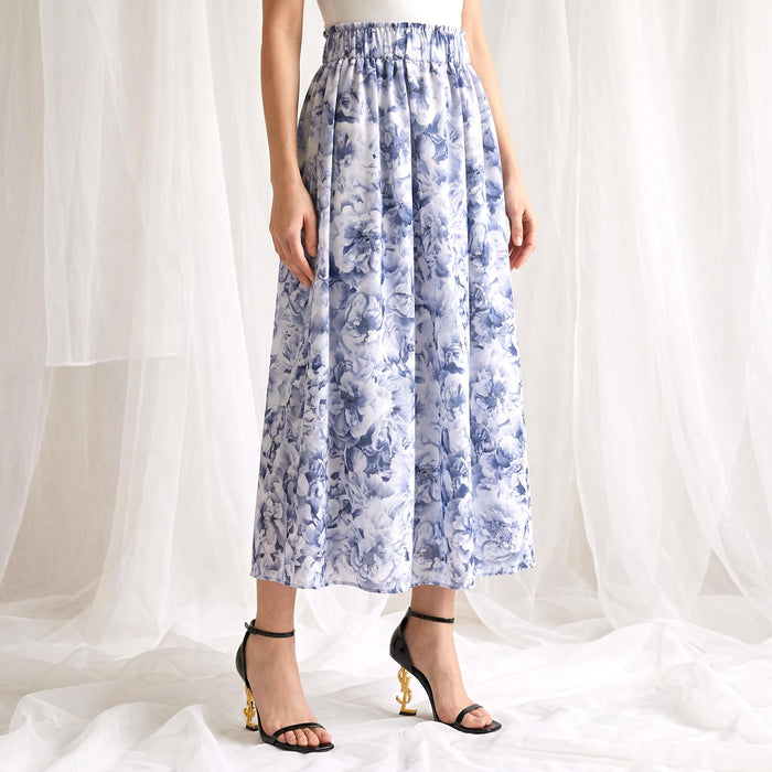 Liberty London Flowing Botanical Midi-Long Skirt, Handmade Sustainable Womenswear, Floral-print Eco-friendly Clothing, Slow-fashioned Outfit