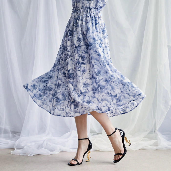 Liberty London Flowing Botanical Midi-Long Skirt, Handmade Sustainable Womenswear, Floral-print Eco-friendly Clothing, Slow-fashioned Outfit