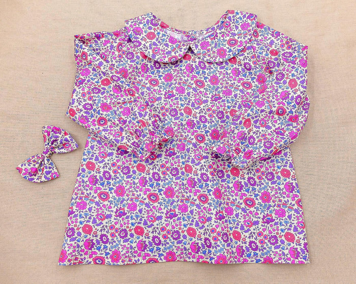 Liberty London Girl Blouse: Floral Print Long Sleeve Peter Pan Collar