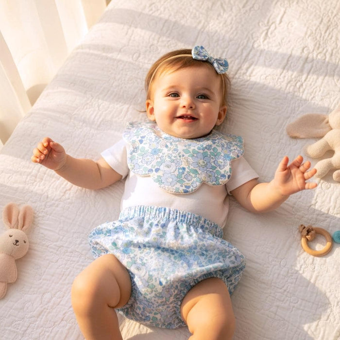 Liberty London Handmade Cotton Nappy Cover Bloomer, Drooled Scalloped Bib, Personalised Floral Children Clothing