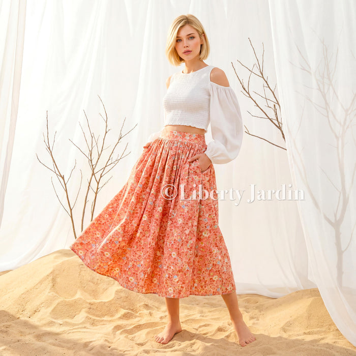 Liberty London Handmade Skirt, Luxury A-line Panel Skirt, Personalised Sustainable Clothing, Botanical Customised Womenswear, Floral Robe
