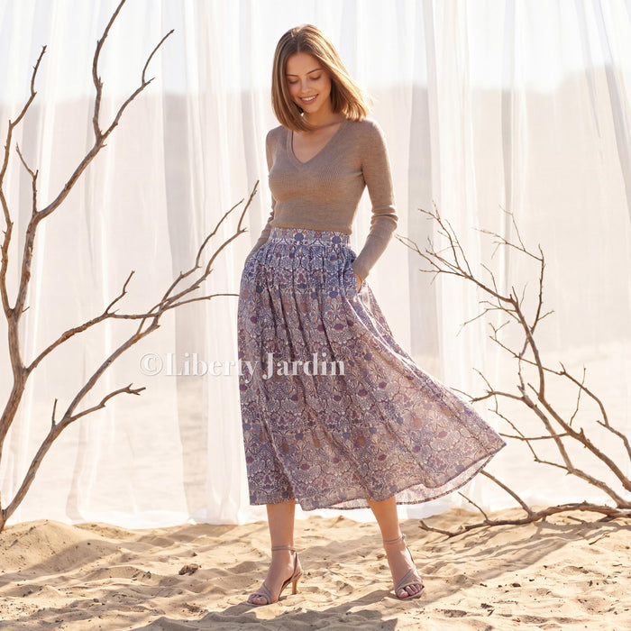 Liberty London Handmade Skirt, Luxury A-line Panel Skirt, Personalised Sustainable Clothing, Botanical Customised Womenswear, Floral Robe