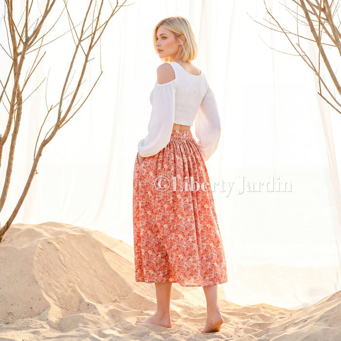 Liberty London Handmade Skirt, Luxury A-line Panel Skirt, Personalised Sustainable Clothing, Botanical Customised Womenswear, Floral Robe