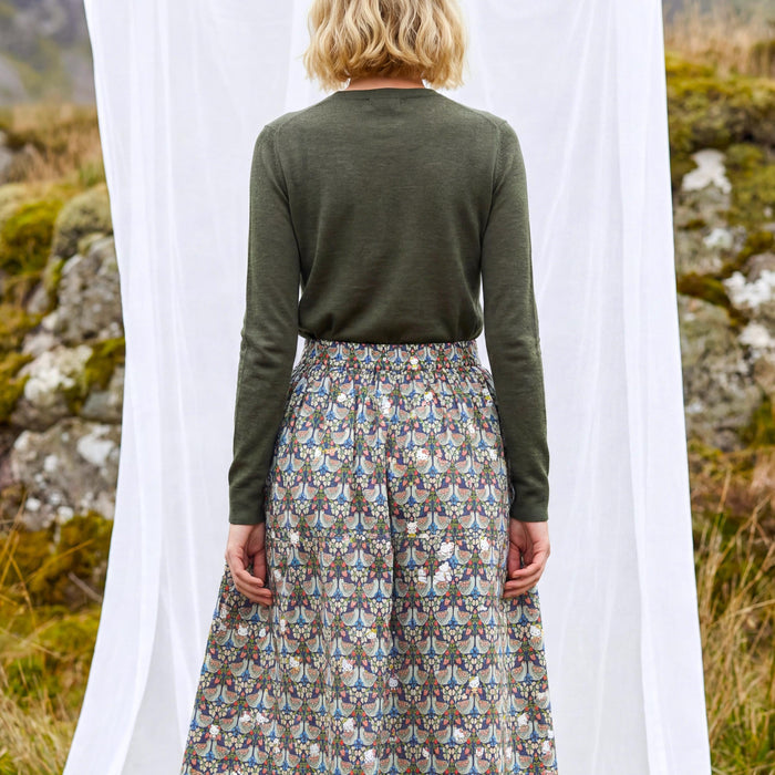 Liberty London Handmade Skirt, Luxury A-line Panel Skirt, Personalised Sustainable Clothing, Botanical Customised Womenswear