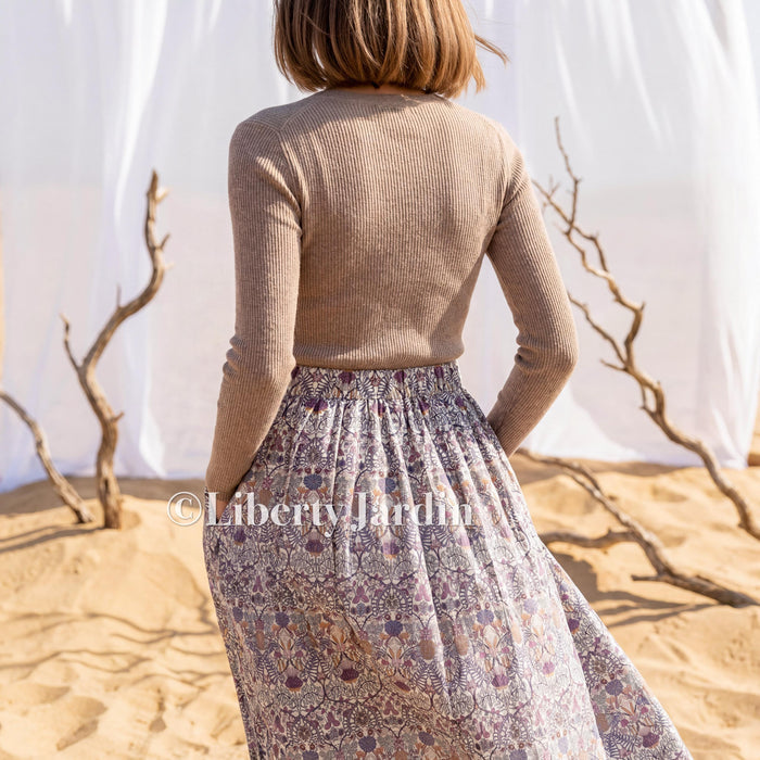 Liberty London Handmade Skirt, Luxury A-line Panel Skirt, Personalised Sustainable Clothing, Botanical Customised Womenswear, Floral Robe