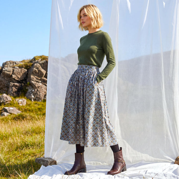 Liberty London Handmade Skirt, Luxury A-line Panel Skirt, Personalised Sustainable Clothing, Botanical Customised Womenswear