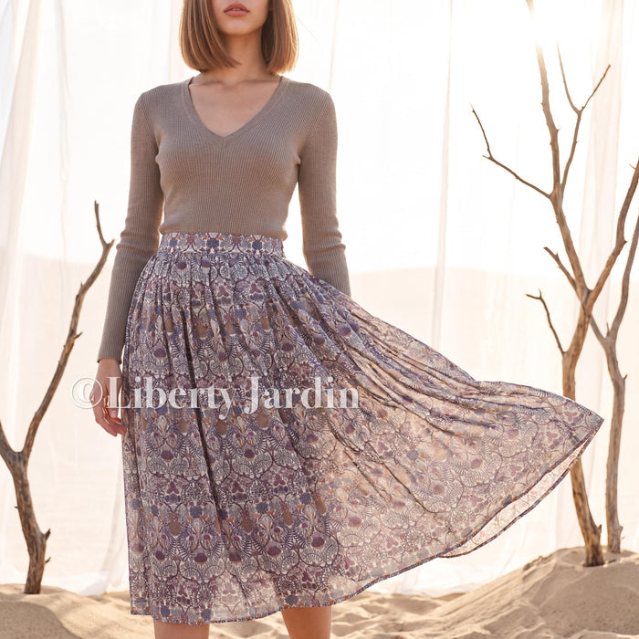 Liberty London Handmade Skirt, Luxury A-line Panel Skirt, Personalised Sustainable Clothing, Botanical Customised Womenswear, Floral Robe