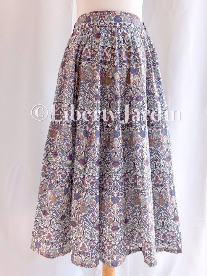 Liberty London Handmade Skirt, Luxury A-line Panel Skirt, Personalised Sustainable Clothing, Botanical Customised Womenswear, Floral Robe