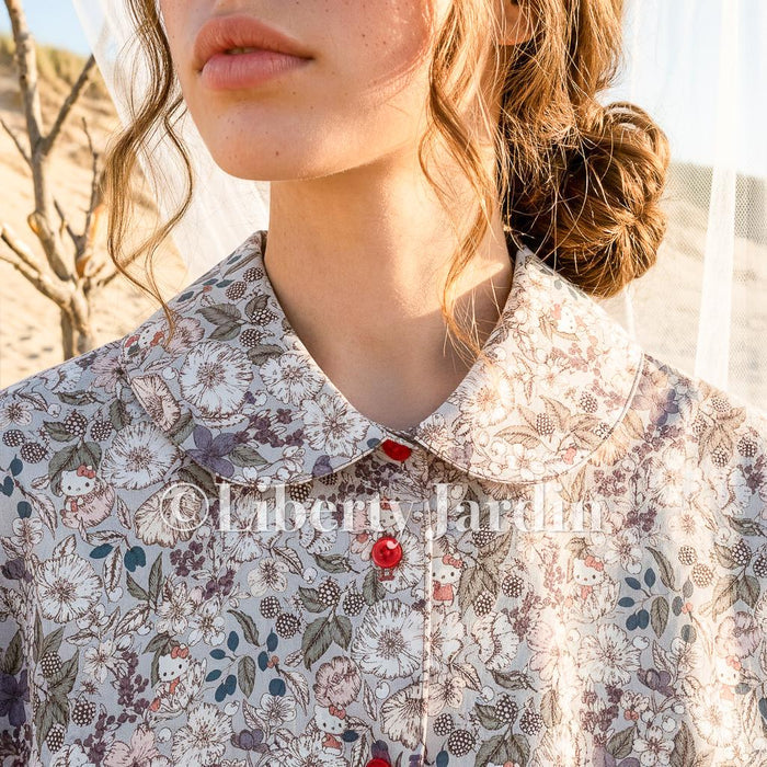 Liberty London Kimono Blouse, Peter Pan Collar Shirt, Handmade Ethical Clothing, Button Up Half Sleeves Top, Personalised Customised Outfit