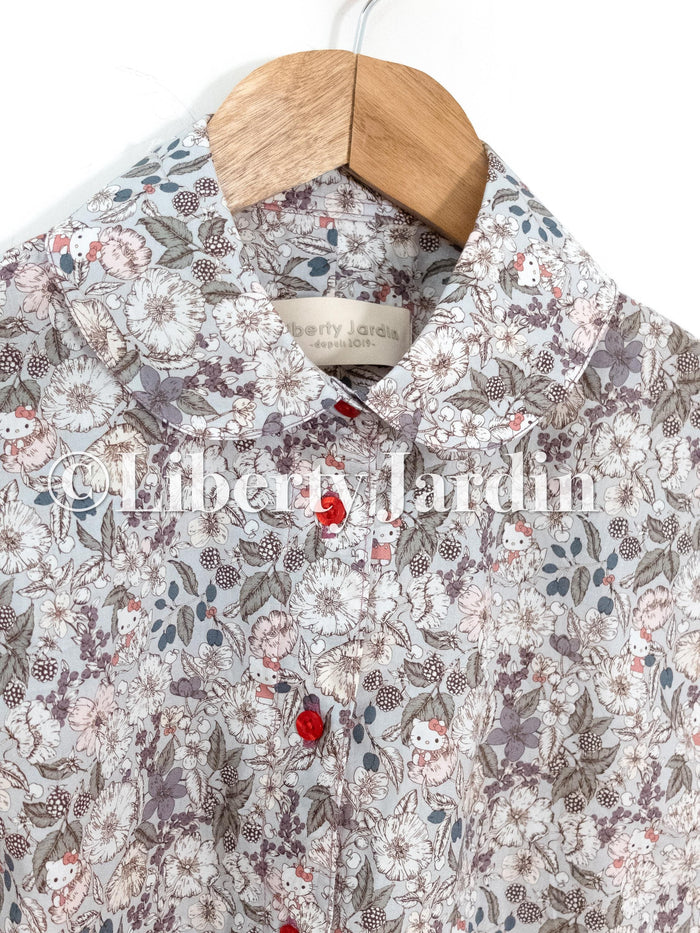 Liberty London Kimono Blouse, Peter Pan Collar Shirt, Handmade Ethical Clothing, Button Up Half Sleeves Top, Personalised Customised Outfit