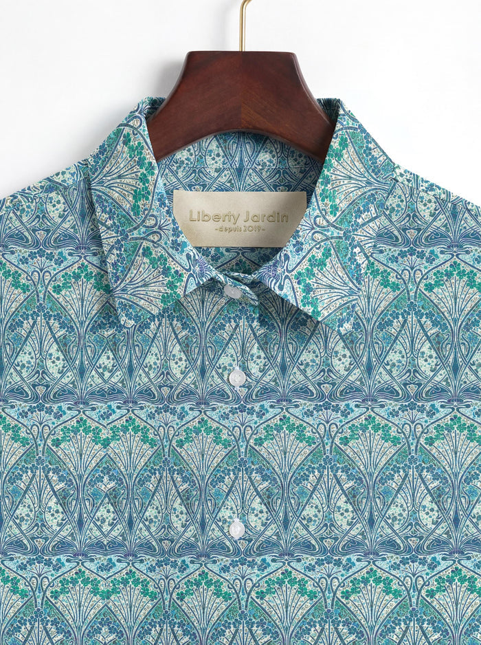 Liberty London Kimono Shirt, Bracelet Sleeves Button-up Chemise, Handmade Personalised Blouse, Botanical Sustainable Clothing