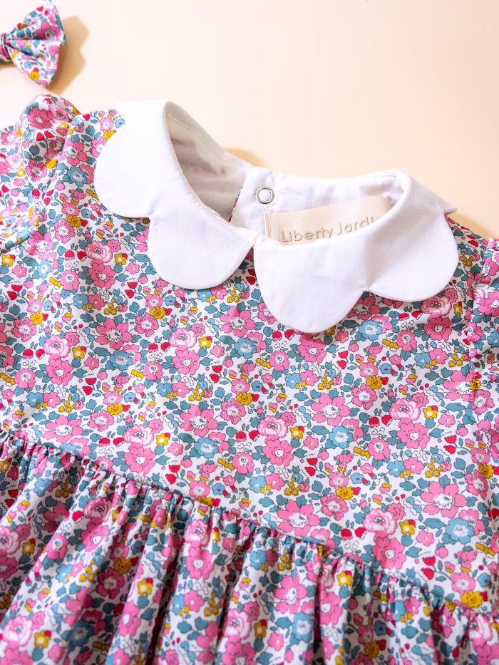 Liberty London Long Sleeve Baby Bubble: Floral Print Cotton Playsuit, Baby Girl Onesie