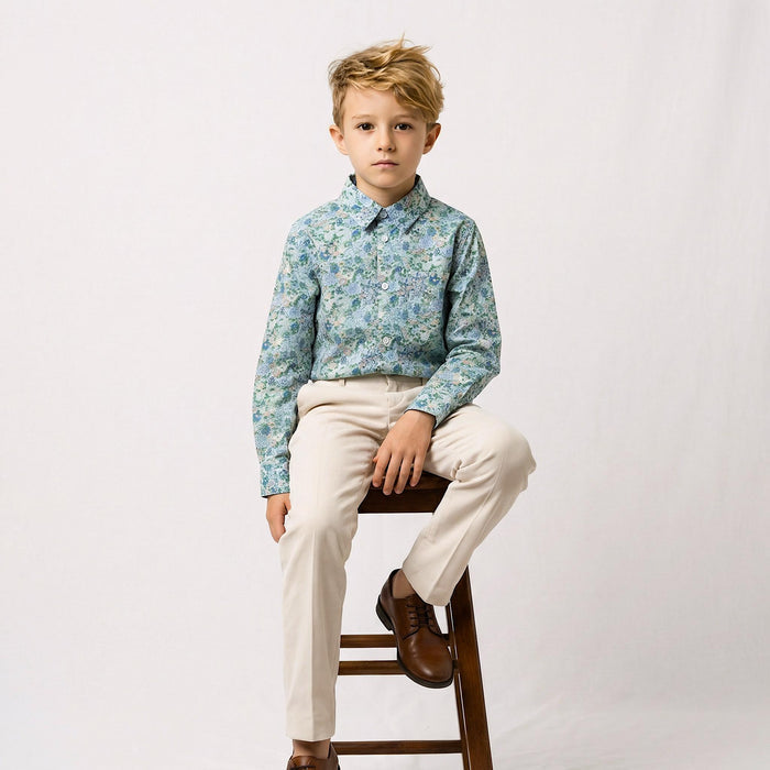 Liberty London Long-sleeved Button-up Chemise, Floral Print Cotton Shirt, Handmade Sustainable Clothing, Tailoring Top