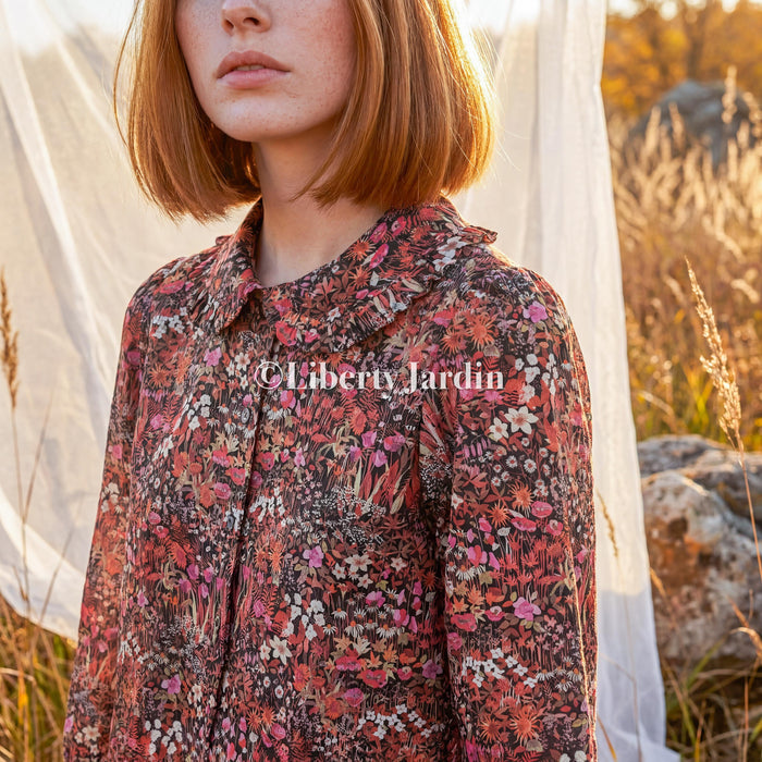 Liberty London Long Sleeves Blouse, Handmade Botanical Button-Up Chemise, Sustainable Clothing, Tailoring Personalised Womenswear