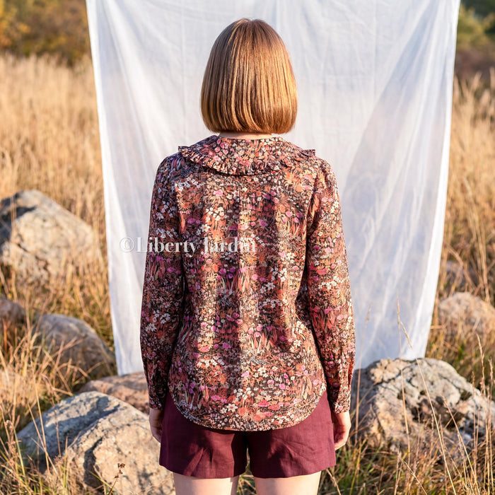 Liberty London Long Sleeves Blouse, Handmade Botanical Button-Up Chemise, Sustainable Clothing, Tailoring Personalised Womenswear