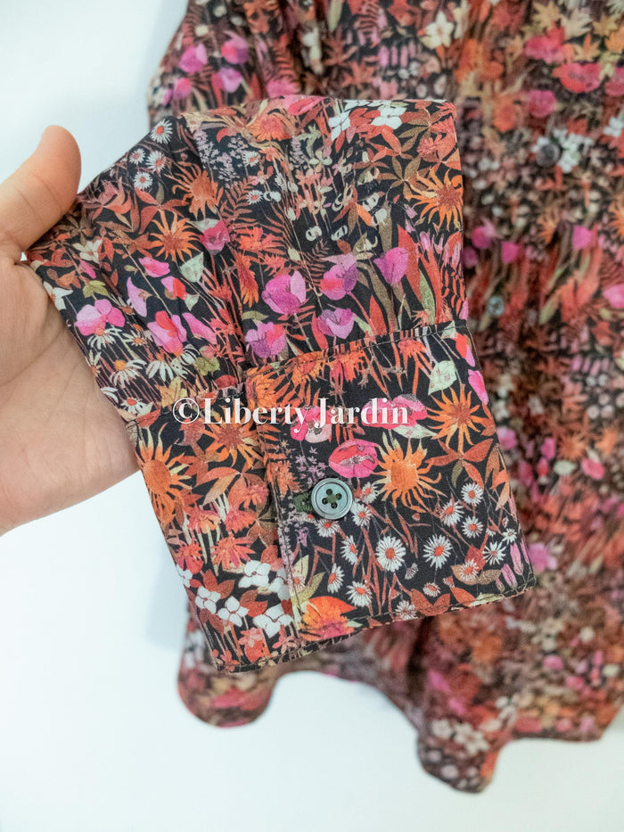 Liberty London Long Sleeves Blouse, Handmade Botanical Button-Up Chemise, Sustainable Clothing, Tailoring Personalised Womenswear