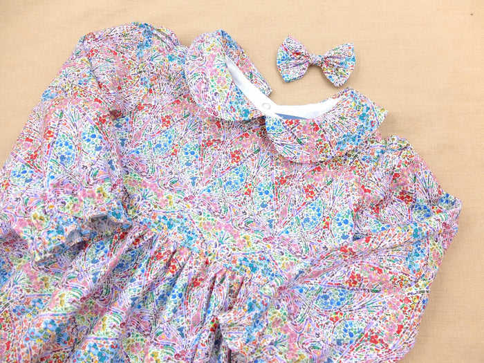 Liberty London Long Sleeves Handmade Peter Pan Collared Dress, Handmade Children-wear, Sustainable Personalised Clothing