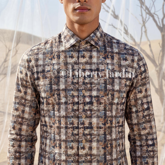 Liberty London Long Sleeves Men Shirt, Handmade Botanical Chemise, Personalised Tailoring Clothing, Classic Minimalist Button Up Dress Top