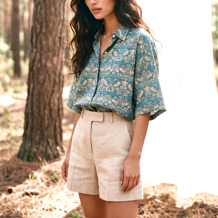 Liberty London Loose Fit Collared Shirt, Kimono Half-sleeved Blouse, Button-up Personalised Chemise, Handmade Womenswear