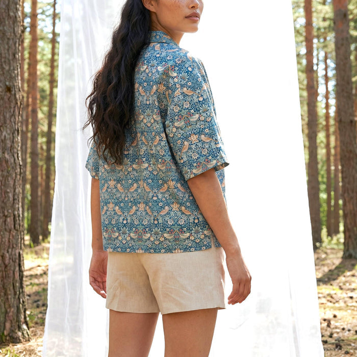 Liberty London Loose Fit Collared Shirt, Kimono Half-sleeved Blouse, Button-up Personalised Chemise, Handmade Womenswear