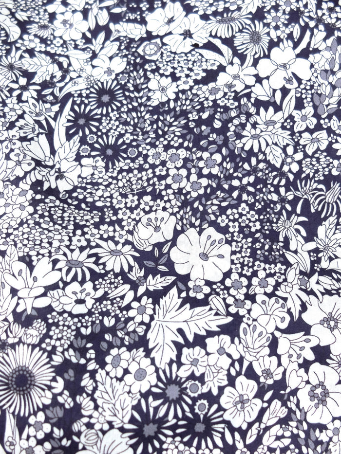 Liberty London Men Long Sleeve Button Up Shirt: Botanical Floral Print Cotton Fabric