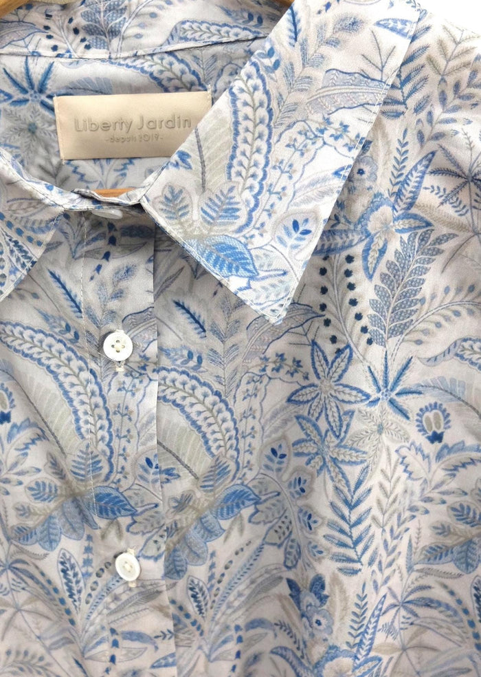 Liberty London Men Long Sleeve Button Up Shirt: Botanical Floral Print